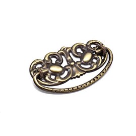 Restore Hardware 3" CC Victorian Drawer Pull - Antique Brass, Antiqued - Solid Brass, Flexible Back Plate - 3 5/8" W x 1 5/8" H