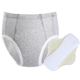 WEEOATAR Unisex Protective Brief Adult Cloth Diaper Incontinence Underwear Adult Cloth Nappy with Diaper Insert,Leakproof,Reusable for Seniors,Incontinence,Disabled,Postpartum(Grey,M)