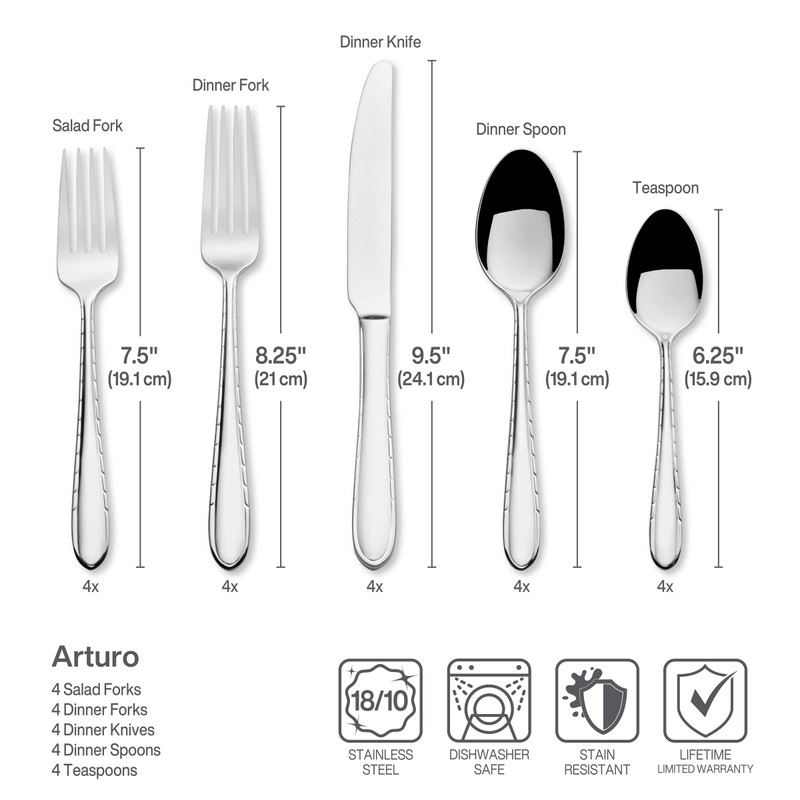 Mikasa Arturo 18/10 20 Piece Stainless Steel Flatware Set, Service