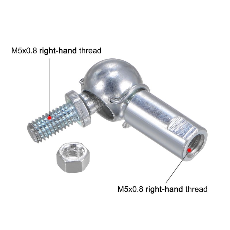 uxcell 4pcs CS8 M5 Angle Ball Joint, M5x0.8 Right Hand
