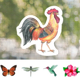 Screen Door Saver - Screen Magnets - Keep People and Pets from Running Into Screen Doors & Patch Holes with Screen Door Magnets - Made in USA - Rooster - 5.25 x 5.5 inches - 2 Pack (1 Pair)
