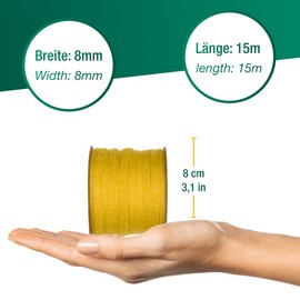 Halbach Seidenbänder Premium Wool Knitted Tube (Vegan) Width: 8 mm Length: 15 m Tube Yarn with Wire Can Be Filled with Wire for DIY Projects and Name Tags Colour: Honey Yellow