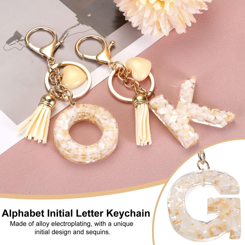 PATIKIL Alphabet Initial Letter Keychain, Resin Cute Keychains with Tassel