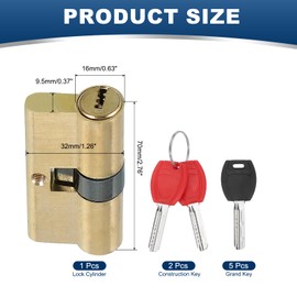 PATIKIL European Double Lock Cylinder, 70mm(30/10/30) Door Cylinder Lock with 7 Keys Solid Brass Lock Cylinder for Anti-Theft Wooden Aluminum Door