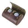Contact's family 2 Piece Oval Watch Storage Box Genuine Leather