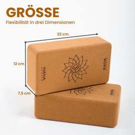 KIANA SPORTS Yoga Block Developed in Germany - Ergonomic & Non-Slip Yoga Blocks - Non-Slip Pilates Blocks for Stretching & Balance - Individually or in a Set of 2 - Yoga Accessories Made of Natural