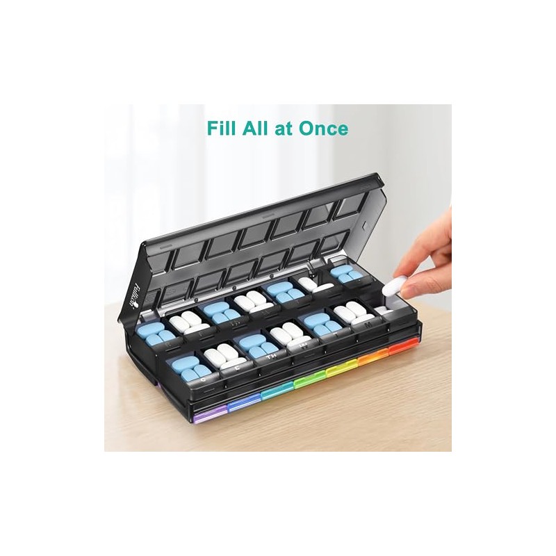 Fullicon Fast Refill Pill Box 2 Times a Day, Large