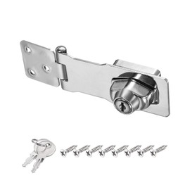 PATIKIL Keyed Hasp Locks, 4 Inch Twist Knob Locking Hasp Lock Metal Safety Hasp Latches for Cabinet Small Door, Keyed Different, Silver