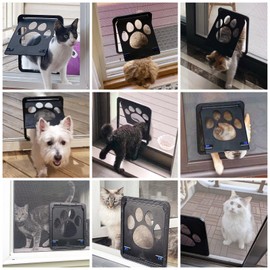 NAMSAN Cat Door for Sliding Door Window, Inside Opening 8 x 10 inches, Doggy Door for Screen Door, Small Doggie Door Screen Porch Cat Door Automatic Closing