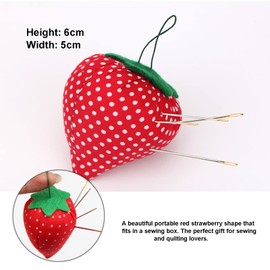 Nuluxi Pack of 2 Sewing Needles Pin Cushion Cotton Arm Needle Cushion Wrist Pin Cushion Strawberry Shaped for Daily Life Needle Storage Sewing Craft Helpful Tools Sewing Accessories
