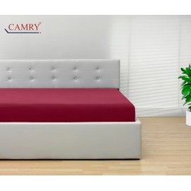 Camry Spannbettlaken 90x200cm - 100x200cm Bordeaux Baumwolle Bettlaken Jersey Spannbetttuch Oeko-Tex 100