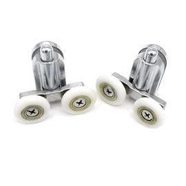 Shower Door Fixing Pulleys in Chrome -2x Bottom - Fits Glass 4-6mm (Lower Wheel (23mm) 2pcs)