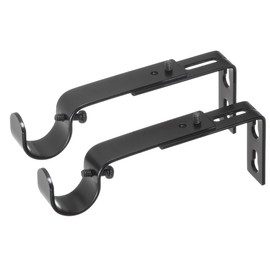 Ivilon Adjustable Brackets for Curtain Rods - for 7/8 or 1 Inch Rods. Set of 2 - Black