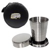 Knight 2oz Collapsible Drinking Cup with Leather Camper Van Case