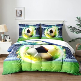 Yzehomijia Football Duvet Cover Children's Microfibre Duvet Cover with 2 Pillowcases 65 x 65 cm (F3, 200 x 200 + 65 x 65 x 2)