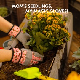 Vgo... 3 Pairs Kids Gardening Gloves Ages 3-9 | Breathable Yard Work Gloves | Outdoor Play, Cycling & DIY Safety Gloves, Machine Washable (3 Pairs, Size L, Pink, KID-MF3561)