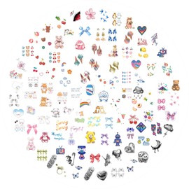 Womaha 110 Sheets Kids Temporary Tattoos Tiny Pattern Bear Bowknot Ice Cream Waterproof Tattoo Stickers