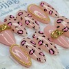 Indie Pink Leopard Handmade Nail Tips - Oval M /