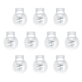 Hariendny 10 PCS Cord Locks Plastic Spring Cord Locks Single Hole Toggle Drawstring Clip Clear Stoppers Fastener Slider Ball Shape Luggage Lanyard Stopper for Drawstrings Paracord Shoelaces