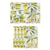 Lemon Flowers Placemats Set of 6 Washable Non-Slip Burlap Table
