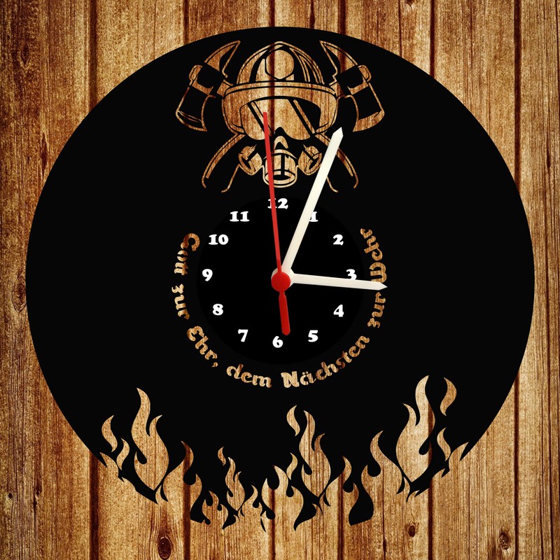 bigcopy e.K. Wall Clock, Fire Brigade Design, Black Dial, High-Quality