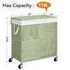WOWLIVE Double Laundry Hamper with Lid, Handwoven Rolling Laundry Basket