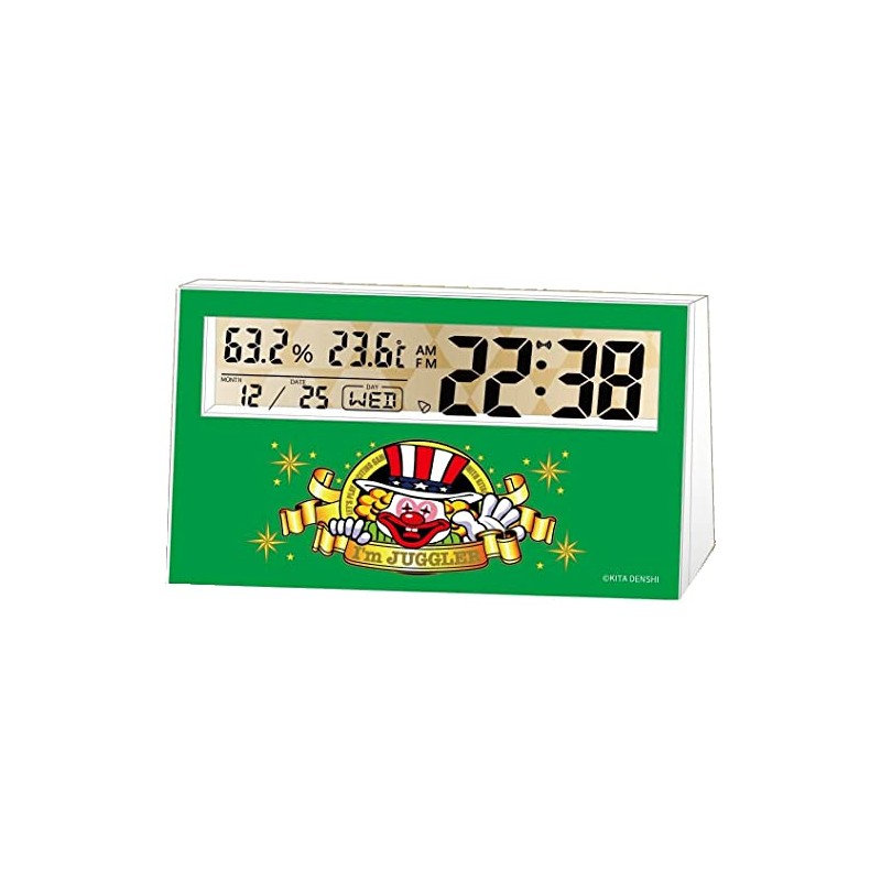 Juggler LCD Thermometer/Hygrometer Clock Clock Thermometer Hygrometer Calendar Alarm Green