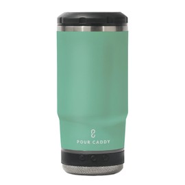 Pour Caddy Chill & Brew, Insulated Can & Bottle Holder, Bluetooth Cup with Speaker, Fits 12 oz Cans, Skinny Cans, Most Bottles & Cold Drinks, Seafoam