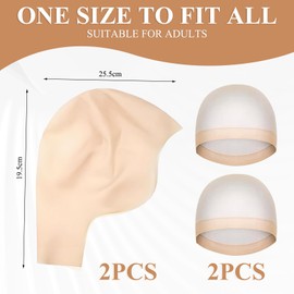 ZhongShuang Pack of 2 Latex Bald Caps, Adult Latex Bald Hat with Hair Net, Bald Wig Hat, Cosplay Accessories, Carnival Make-Up Costume Accessories for Men and Women (One Size)