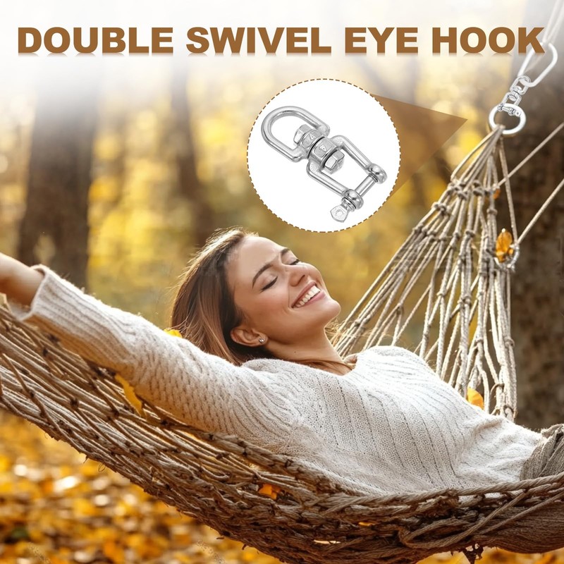 sourcing map Heavy Duty M4 Double Swivel Eye Hook, 304