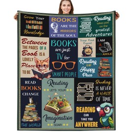 Book Lovers Gifts, Gifts for Readers Throw Blankets 50"x60" Book Lovers Gift Ideas Birthday Christmas Graduation Blanket Gift for Book Reading Librarian