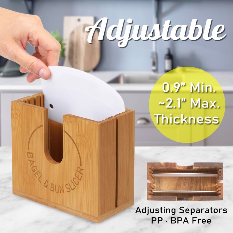 Large Adjustable Bagel Slicer Holder, Bagel Cutter for Small and