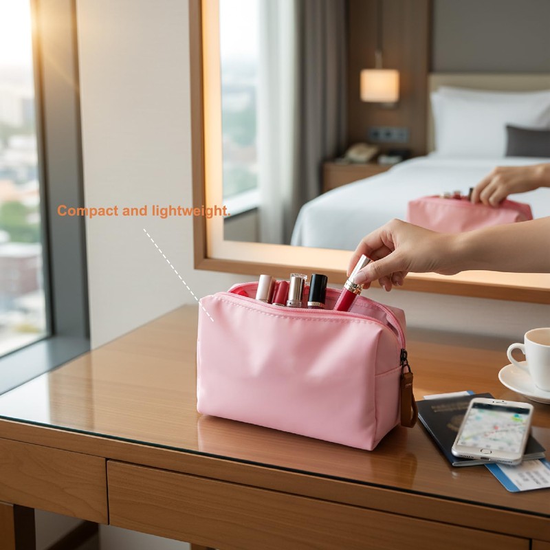 Hopzab 2 PCS Travel Makeup Pouches, Small Waterproof Cosmetic Bag