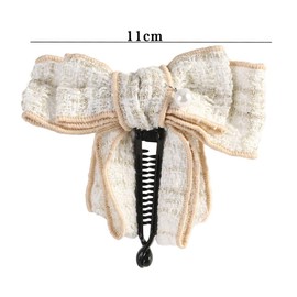 Leadigol 2PCS Japanese Lattice Bow Banana Clip,Sweet Vertical Clip Ponytail Holder Bows Spring Clip for Women