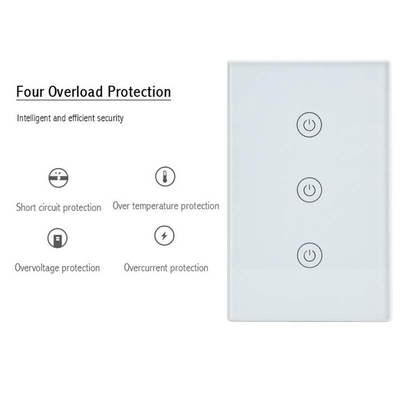 3 Gang Smart Touch Switch Glass Panel Voice APP Remote