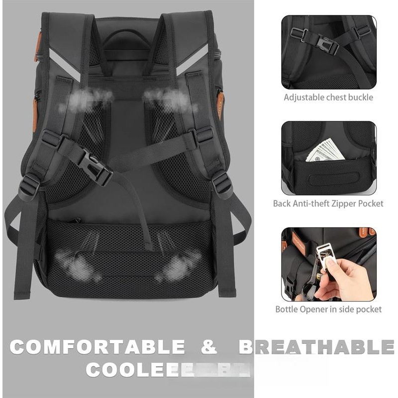 Insulated Cooler Backpack,33 Cans Multifunctional Double Deck Leakproof Cooler Bag