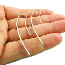 Threader Earrings Solid 925 Sterling Silver Hammered Drop Handmade Jewellery