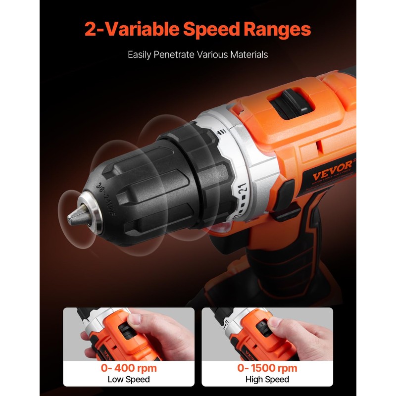 VEVOR Tool Combo Kit, 12V Max Cordless 2-Tool Combo Kit,