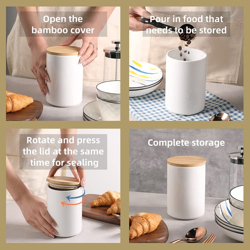 Sweejar Kitchen Canisters Ceramic Food Storage Jar Set, Stackable Containers