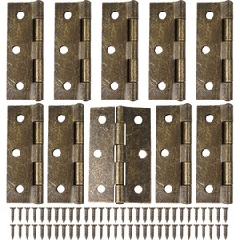 10PCS Retro Door Hinges, 75mm (3 Inch) Bronze Butt Hinges with 60PCS Antique Hinge Screws, Thickened Folding Butt Hinges Home Furniture Wooden Door Hinge for Outdoor and Internal Doors