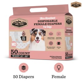 Dr. Pol Female Dog Diapers – Super Absorbent, Breathable, Leak-Proof with Wetness Indicator, Medium, 50 Count