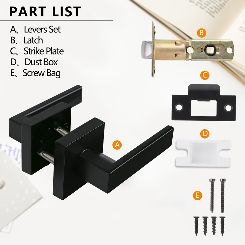 NEWBANG Solid Door Lever Handle Matte Black Finish