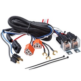 Greluma 1 Set 12V H4 Scheinwerfer Relais Kabelbaum Kit für 7x6 5x7 H6054 Scheinwerfer, Wärmekeramik Kabelbaum