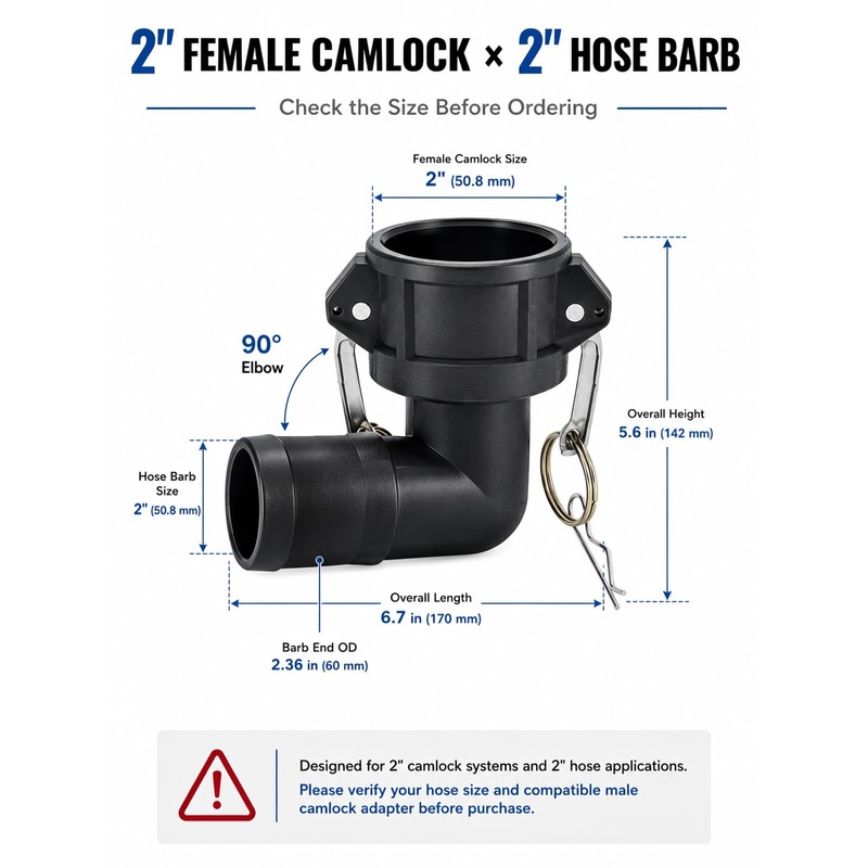 Camlock Fitting 90° Elbow Type C 2 inch Anti-Leakage Anti-Oil