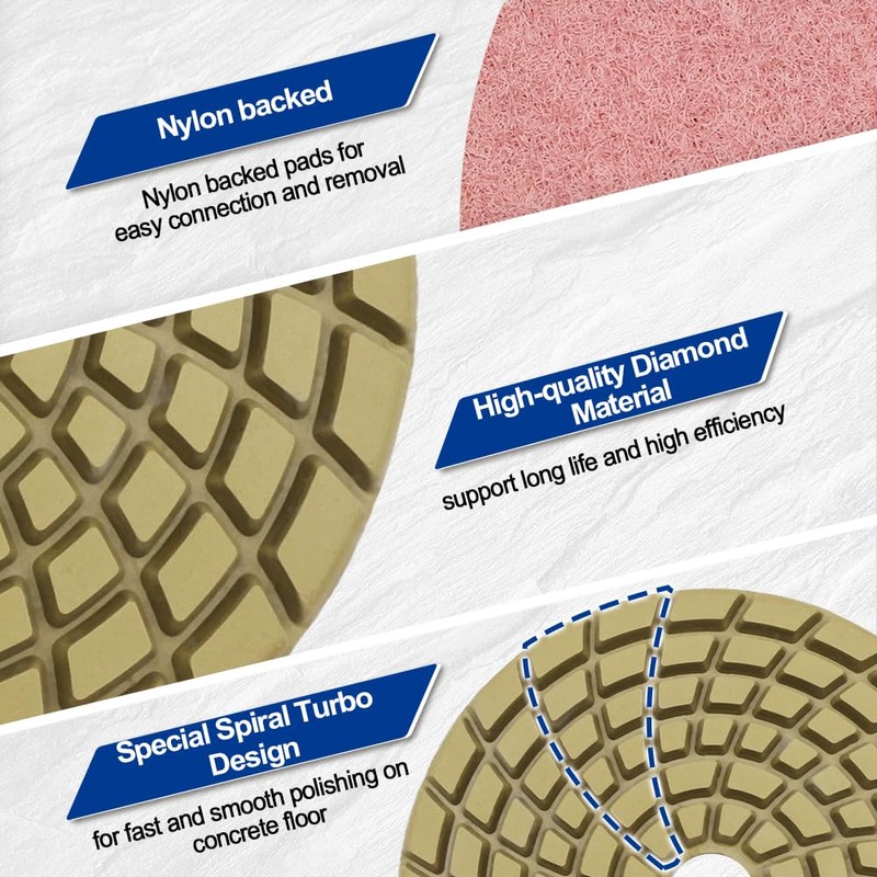 SHDIATOOL Diameter 4 -inch/100mm Diamond Polishing Pads for Concrete Wet