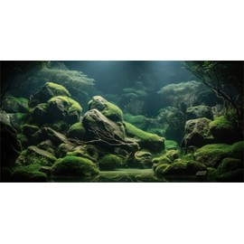 MIRRORANG 91x50cm Tropical Fish Tank Poster Backdrop River Bed & Lake Aquatic Plant Undersea Aquarium Background Vinyl