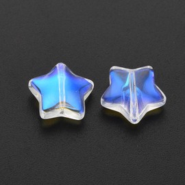 LiQunSweet 50 pcs Electroplate Transparent Star Glass Beads AB Color Plated Celestial Spacer Beads for DIY Jewelry Bracelet Necklace Earring Crafts Bag Keychain Embellishments