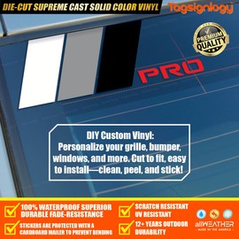 (Combo Pack) Tri-Color Stripe Vinyl Decal Classic Retro DIY Decoration Sticker Compatible for Toyota Tacoma 4Runner Tundra Rav4 TRD Pro Grille Fender Hood Side Bumper Mirror etc (White/Gray/Black)