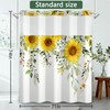 NAEMBCU No Hook Sunflower Shower Curtain with Snap in Liner