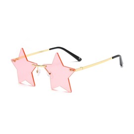 IKUVNA Rimless Star Shape Sunglasses for Women Men Party Streetwear Glasses Trendy Transparent Pentagram Eyewears (Pink)